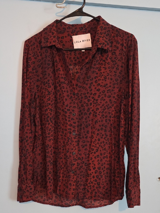 Lola River Tops - Lola River Women's Rust Leopard Button-Down Blouse